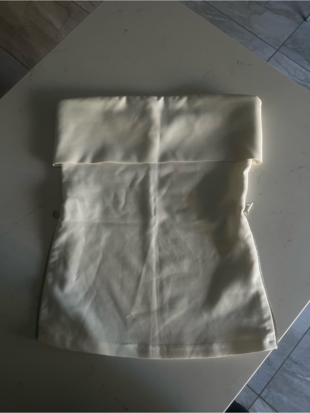 Fold-Over Cream white Top